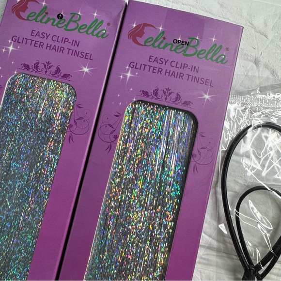 New CelieBella Glitter Hair Tinsel Set 3 packs x 12 clips - Picture 6 of 9